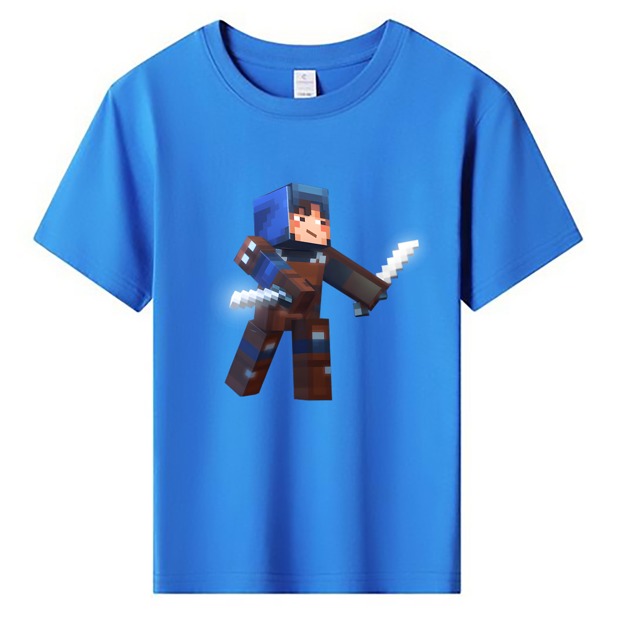 （画像用） マインクラフト ブロックの世界 Minecraft MC Block world 綿100％キッズTシャツ（フロントプリント）